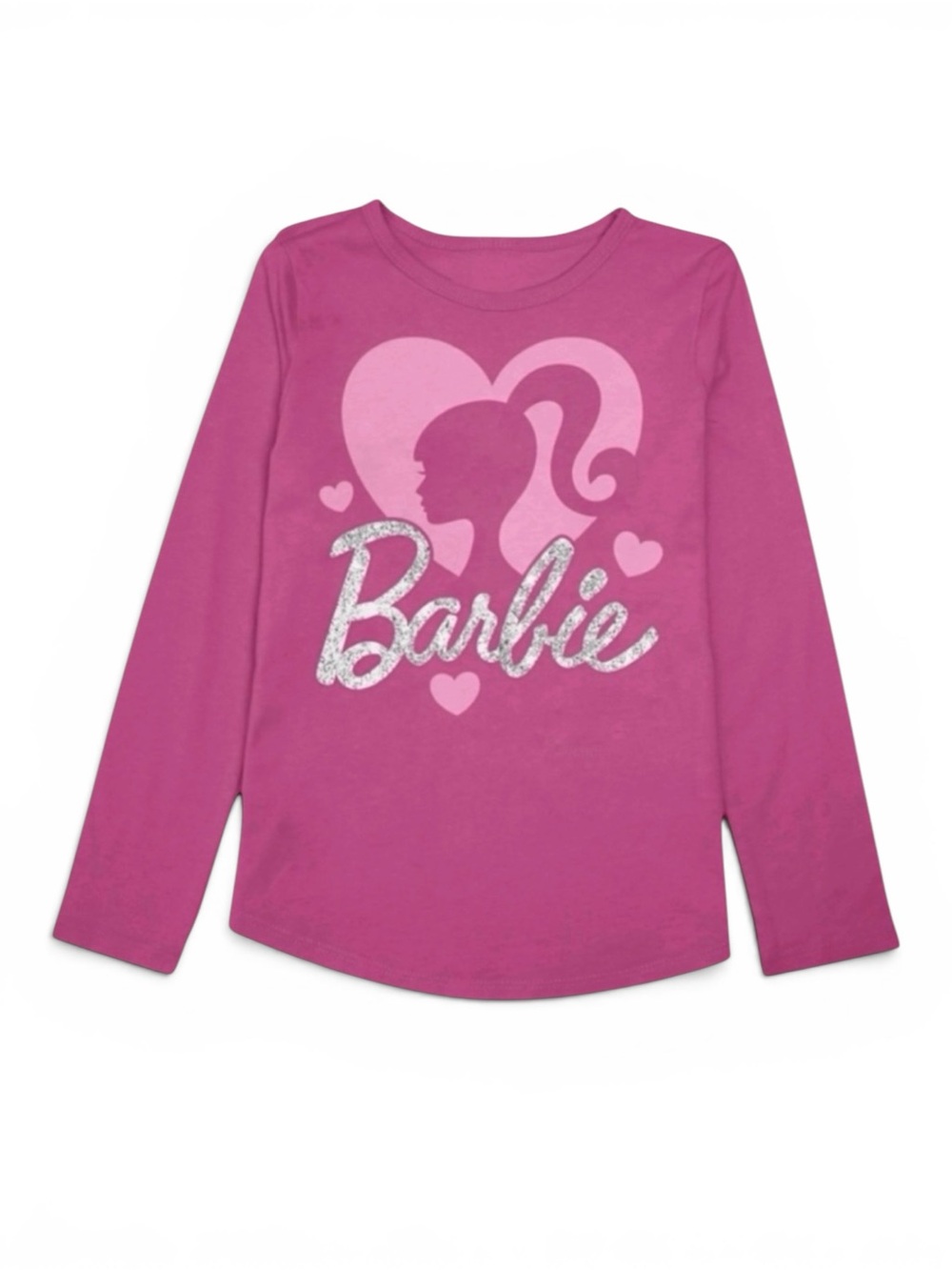 Jumping Beans Barbie Pink Glitter Graphic Long Sleeve Shirt Girls 7 🛍️ 2/$8•3/$9